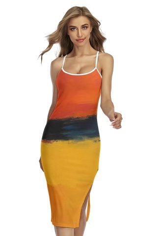 All-Over Print Women's Back Cross Cami Dress