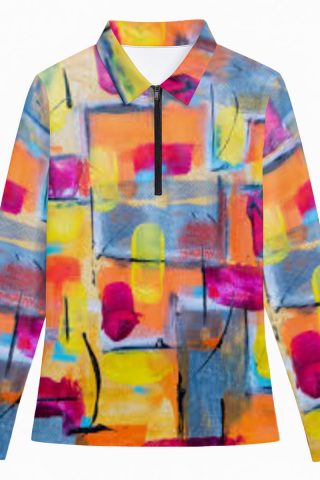 All-Over Print Women's Quarter Zip Sport Shirt With  Long Sleeve|210GSM