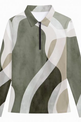 All-Over Print Women's Quarter Zip Sport Shirt With  Long Sleeve|210GSM