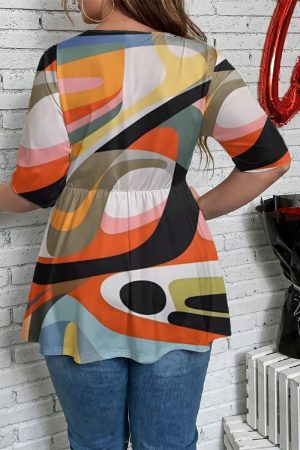 All-Over Print Women's V-Neck Asymmetrical Hem Top