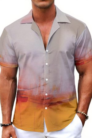All-Over Print Men's Hawaiian Shirt With Button Closure