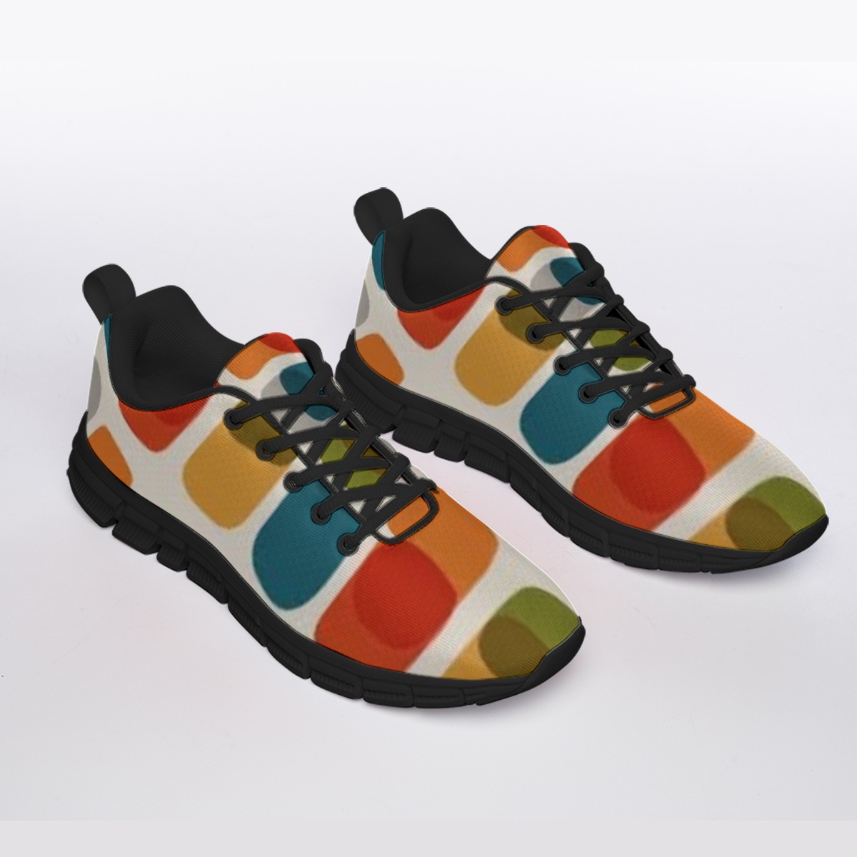 All-Over Print Men's Sports Shoes With Black Sole